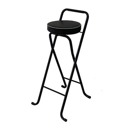 Contemporary Industrial Round PU Leather Iron Tube Foldable Bar Stool Low Back Footrest For Dining Room