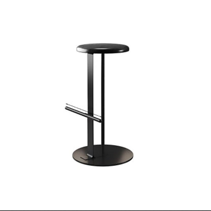 Traditional Colonial Round Solid Wood Metal Bar Stool Backless Footrest For Dining Room