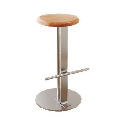 Traditional Colonial Round Solid Wood Metal Bar Stool Backless Footrest For Dining Room