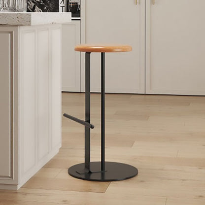 Traditional Colonial Round Solid Wood Metal Bar Stool Backless Footrest For Dining Room