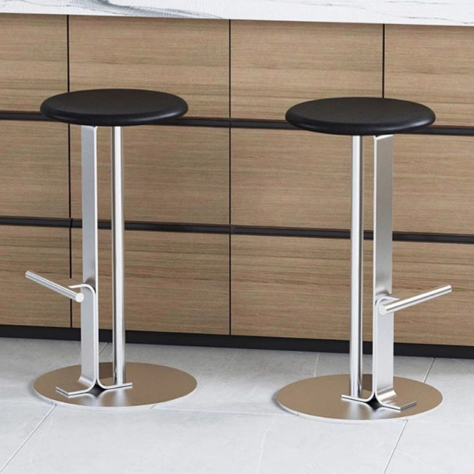 Traditional Colonial Round Solid Wood Metal Bar Stool Backless Footrest For Dining Room