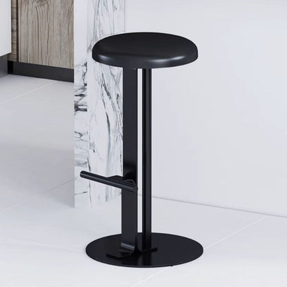 Traditional Colonial Round Solid Wood Metal Bar Stool Backless Footrest For Dining Room