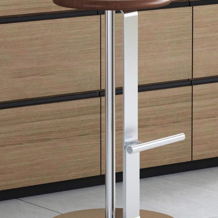 Traditional Colonial Round Solid Wood Metal Bar Stool Backless Footrest For Dining Room