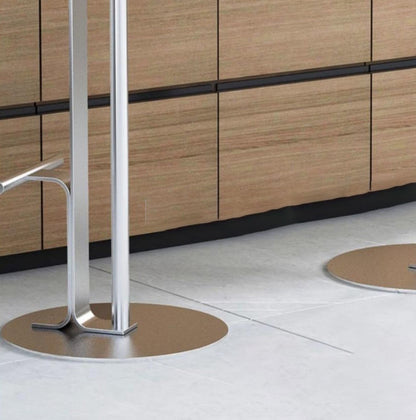 Traditional Colonial Round Solid Wood Metal Bar Stool Backless Footrest For Dining Room