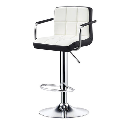 Contemporary Simplicity Square PU Leather Upholstered Liftable Swivel Bar Stool Backless Armrest For Dining Room
