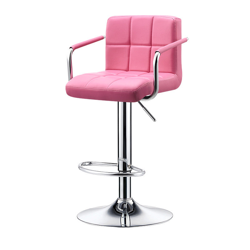 Contemporary Simplicity Square PU Leather Upholstered Liftable Swivel Bar Stool Backless Armrest For Dining Room