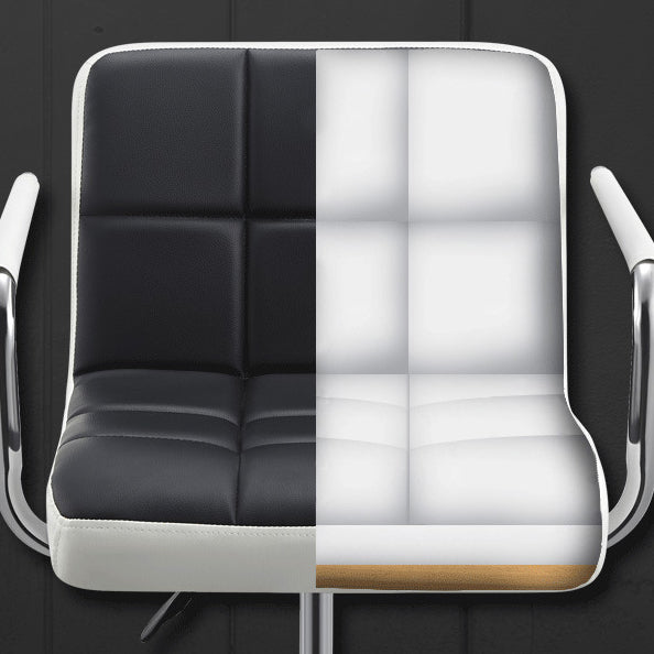 Contemporary Simplicity Square PU Leather Upholstered Liftable Swivel Bar Stool Backless Armrest For Dining Room