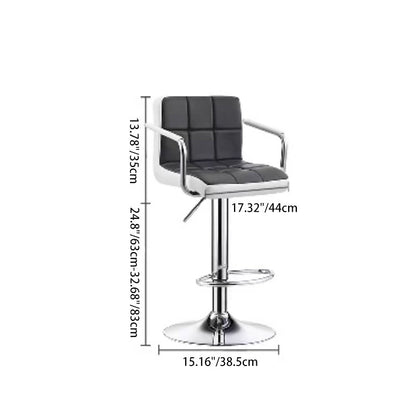 Contemporary Simplicity Square PU Leather Upholstered Liftable Swivel Bar Stool Backless Armrest For Dining Room
