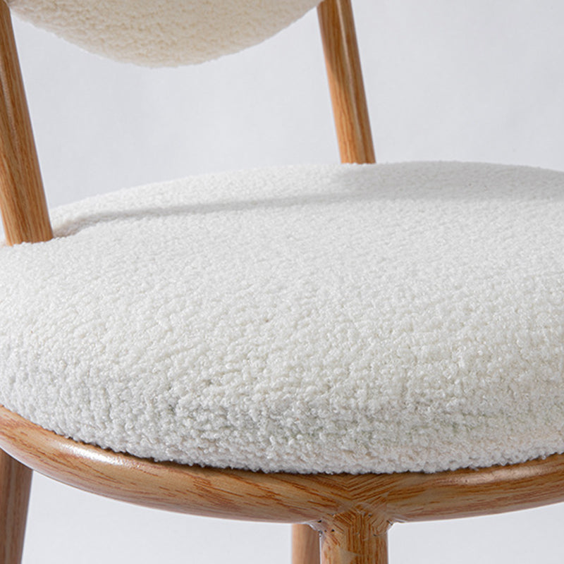 Modern Shabby Chic Round Lamb Fleece Carbon Steel Frame Vanity Stool Heart-Shaped Backrest For Bedroom