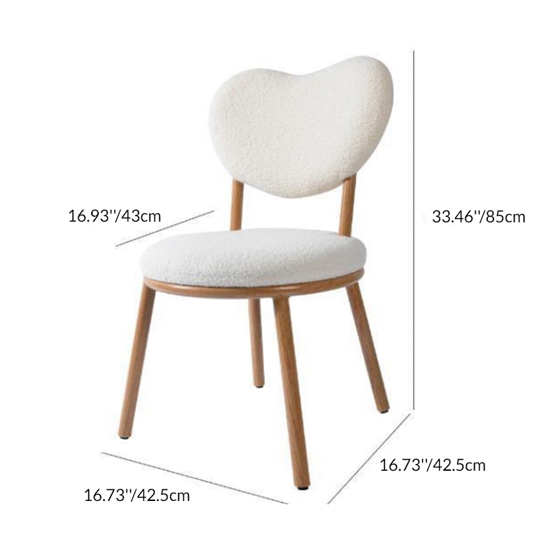 Modern Shabby Chic Round Lamb Fleece Carbon Steel Frame Vanity Stool Heart-Shaped Backrest For Bedroom