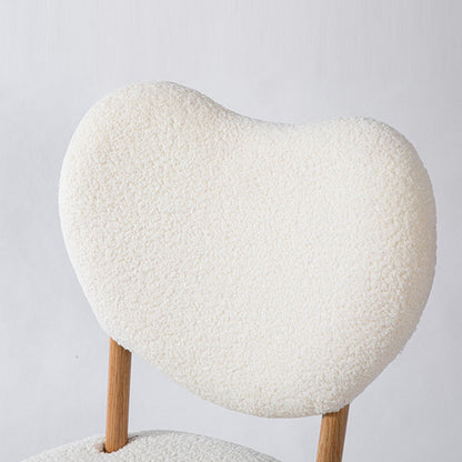 Modern Shabby Chic Round Lamb Fleece Carbon Steel Frame Vanity Stool Heart-Shaped Backrest For Bedroom