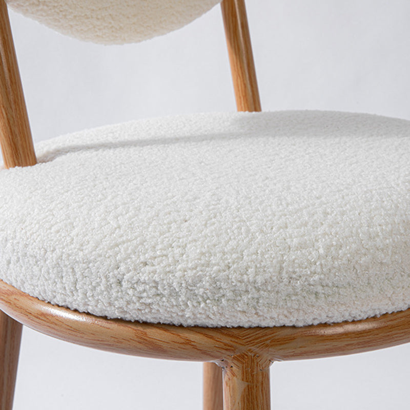 Modern Shabby Chic Round Lamb Fleece Carbon Steel Frame Vanity Stool Heart-Shaped Backrest For Bedroom