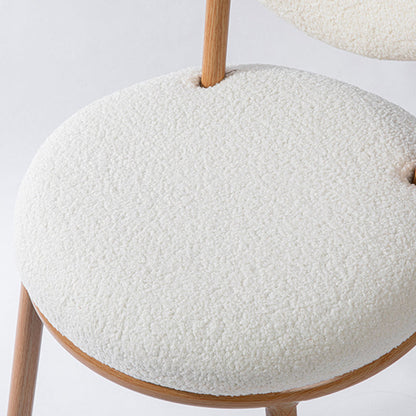 Modern Shabby Chic Round Lamb Fleece Carbon Steel Frame Vanity Stool Heart-Shaped Backrest For Bedroom