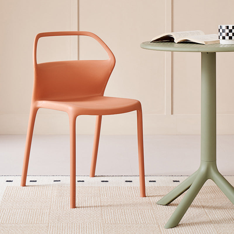 Contemporary Scandinavian Square Plastic Stackable Dining Chair Backrest For Dining Room