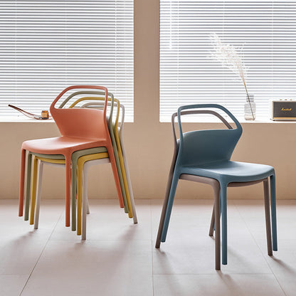 Contemporary Scandinavian Square Plastic Stackable Dining Chair Backrest For Dining Room