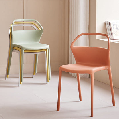 Contemporary Scandinavian Square Plastic Stackable Dining Chair Backrest For Dining Room