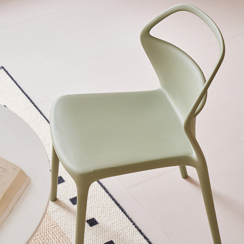 Contemporary Scandinavian Square Plastic Stackable Dining Chair Backrest For Dining Room