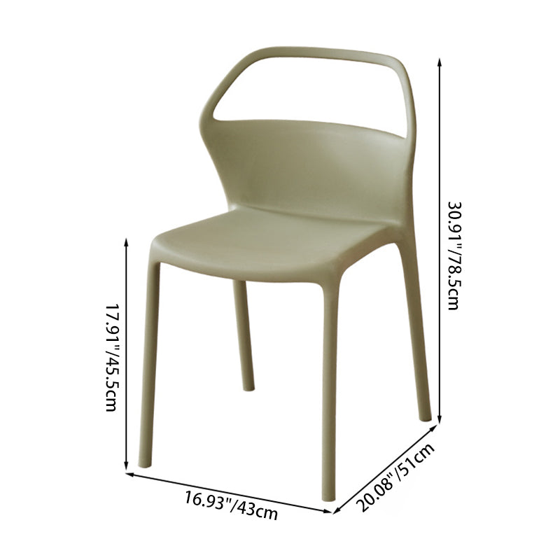 Contemporary Scandinavian Square Plastic Stackable Dining Chair Backrest For Dining Room
