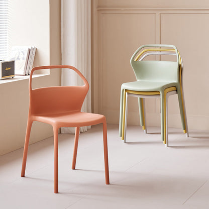 Contemporary Scandinavian Square Plastic Stackable Dining Chair Backrest For Dining Room
