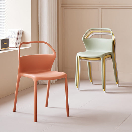 Contemporary Scandinavian Square Plastic Stackable Dining Chair Backrest For Dining Room