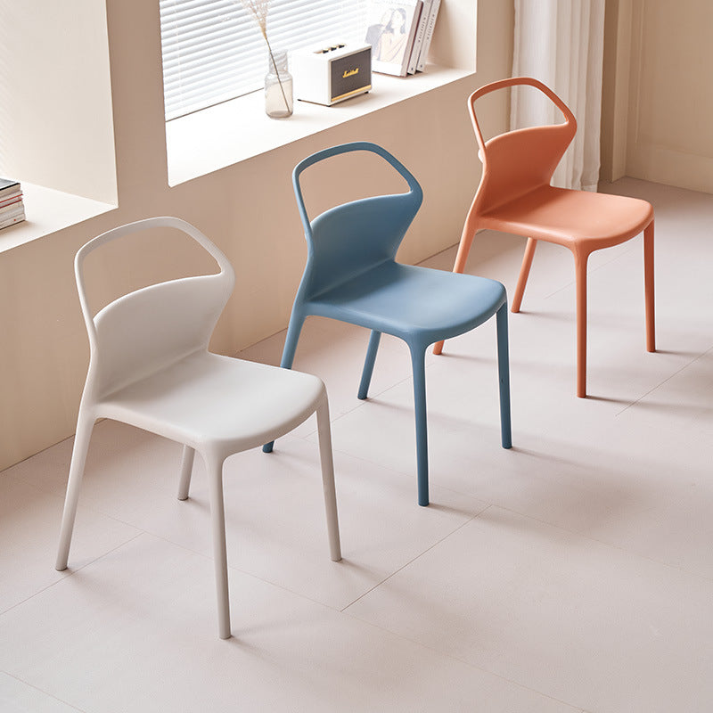 Contemporary Scandinavian Square Plastic Stackable Dining Chair Backrest For Dining Room