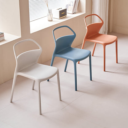 Contemporary Scandinavian Square Plastic Stackable Dining Chair Backrest For Dining Room