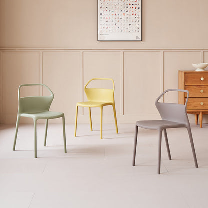 Contemporary Scandinavian Square Plastic Stackable Dining Chair Backrest For Dining Room
