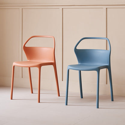 Contemporary Scandinavian Square Plastic Stackable Dining Chair Backrest For Dining Room