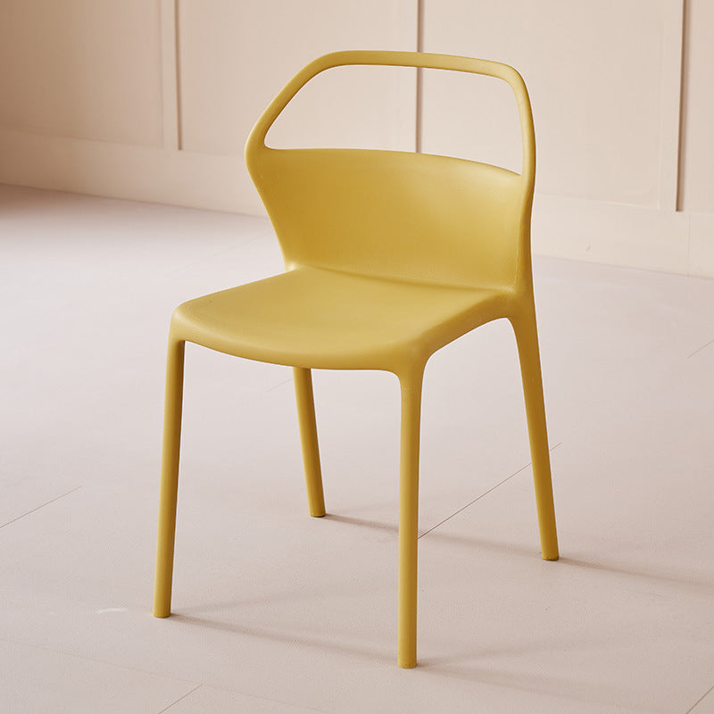 Contemporary Scandinavian Square Plastic Stackable Dining Chair Backrest For Dining Room