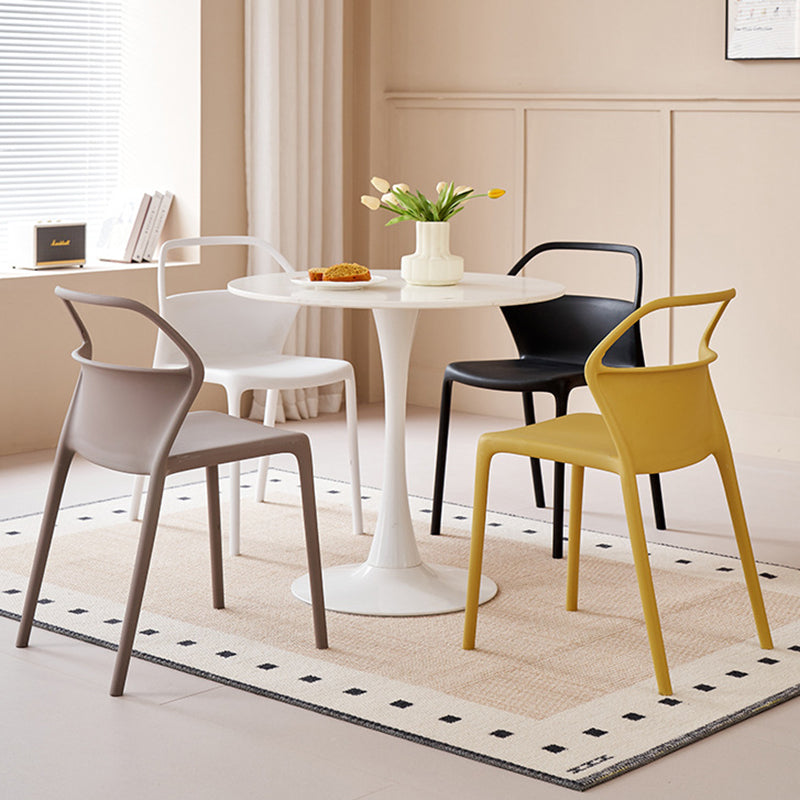 Contemporary Scandinavian Square Plastic Stackable Dining Chair Backrest For Dining Room