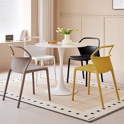 Contemporary Scandinavian Square Plastic Stackable Dining Chair Backrest For Dining Room