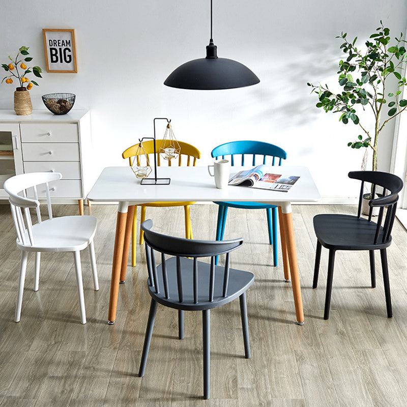 Modern Mid-Century Curved Plastic Dining Chair Open Back For Dining Room