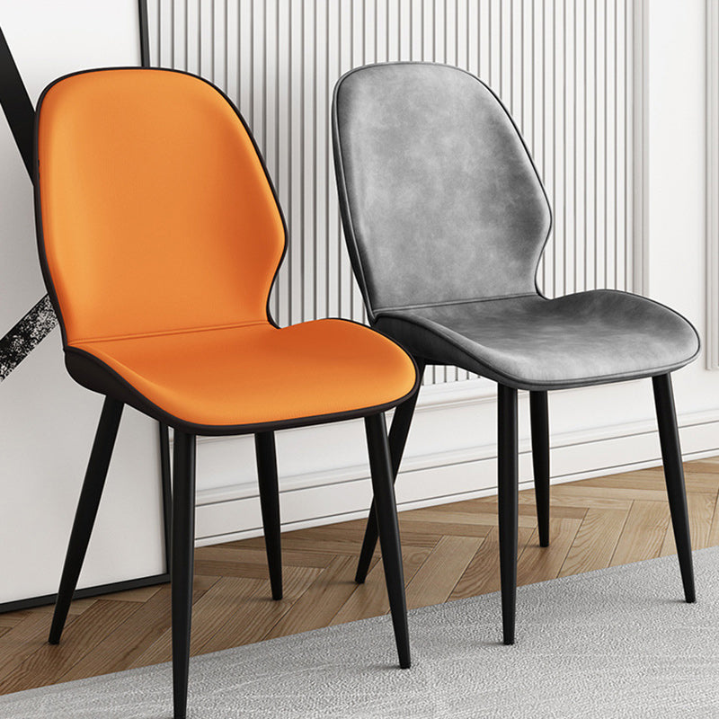 Modern Simplicity Tech Fabric Upholstered Carbon Steel Legs Dining Chair Backrest For Dining Room