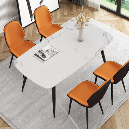 Modern Simplicity Tech Fabric Upholstered Carbon Steel Legs Dining Chair Backrest For Dining Room