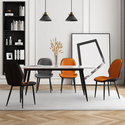 Modern Simplicity Tech Fabric Upholstered Carbon Steel Legs Dining Chair Backrest For Dining Room