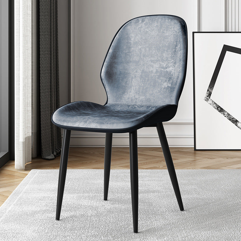 Modern Simplicity Tech Fabric Upholstered Carbon Steel Legs Dining Chair Backrest For Dining Room