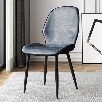 Modern Simplicity Tech Fabric Upholstered Carbon Steel Legs Dining Chair Backrest For Dining Room