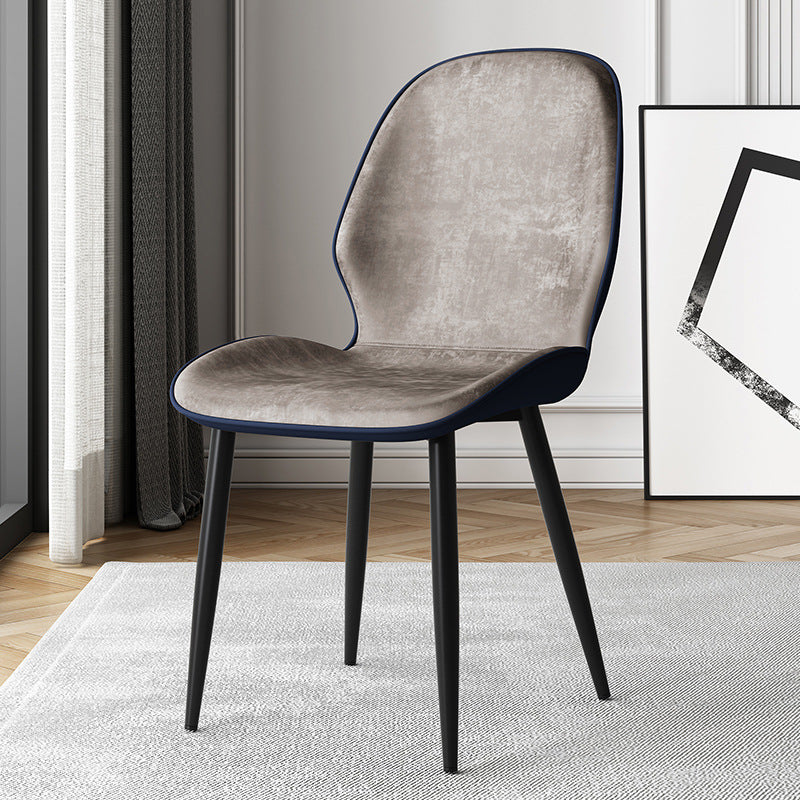 Modern Simplicity Tech Fabric Upholstered Carbon Steel Legs Dining Chair Backrest For Dining Room