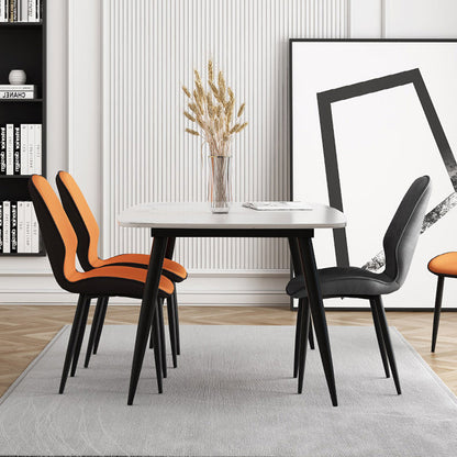 Modern Simplicity Tech Fabric Upholstered Carbon Steel Legs Dining Chair Backrest For Dining Room