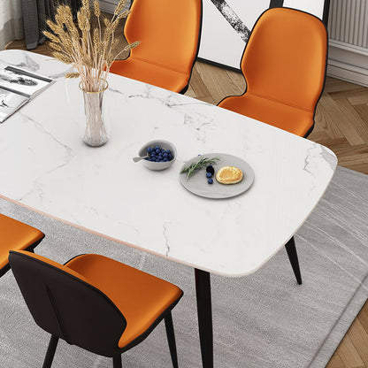 Modern Simplicity Tech Fabric Upholstered Carbon Steel Legs Dining Chair Backrest For Dining Room