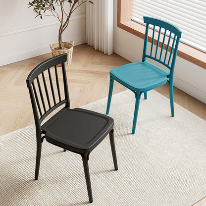 Modern Mid-Century Plastic Square Dining Chair Spindle Back For Dining Room