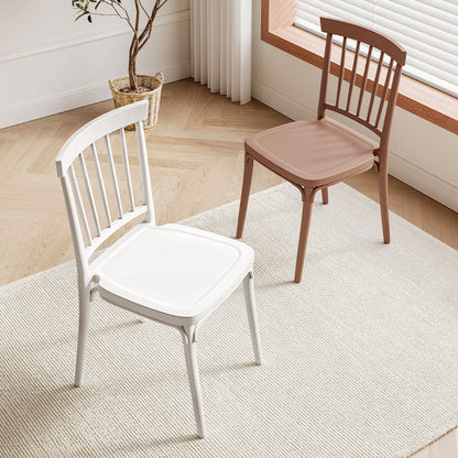 Modern Mid-Century Plastic Square Dining Chair Spindle Back For Dining Room