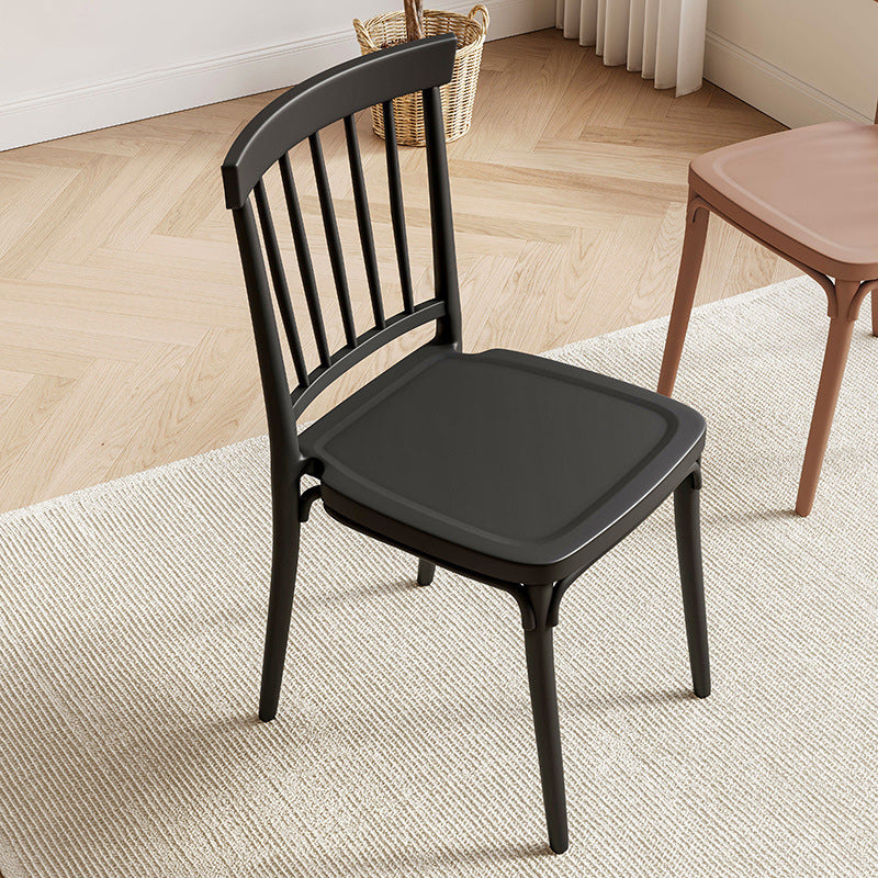 Modern Mid-Century Plastic Square Dining Chair Spindle Back For Dining Room