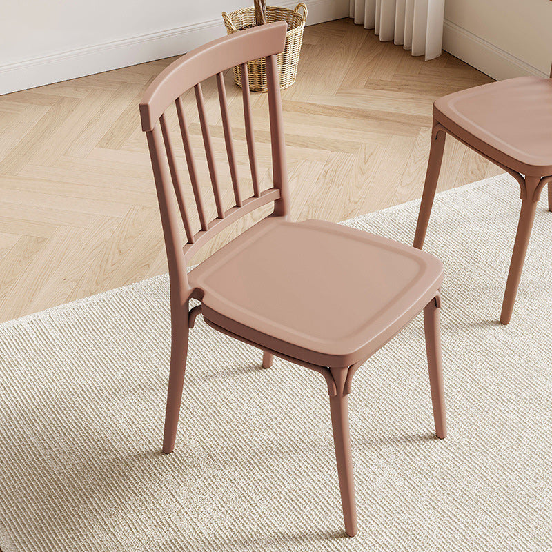 Modern Mid-Century Plastic Square Dining Chair Spindle Back For Dining Room