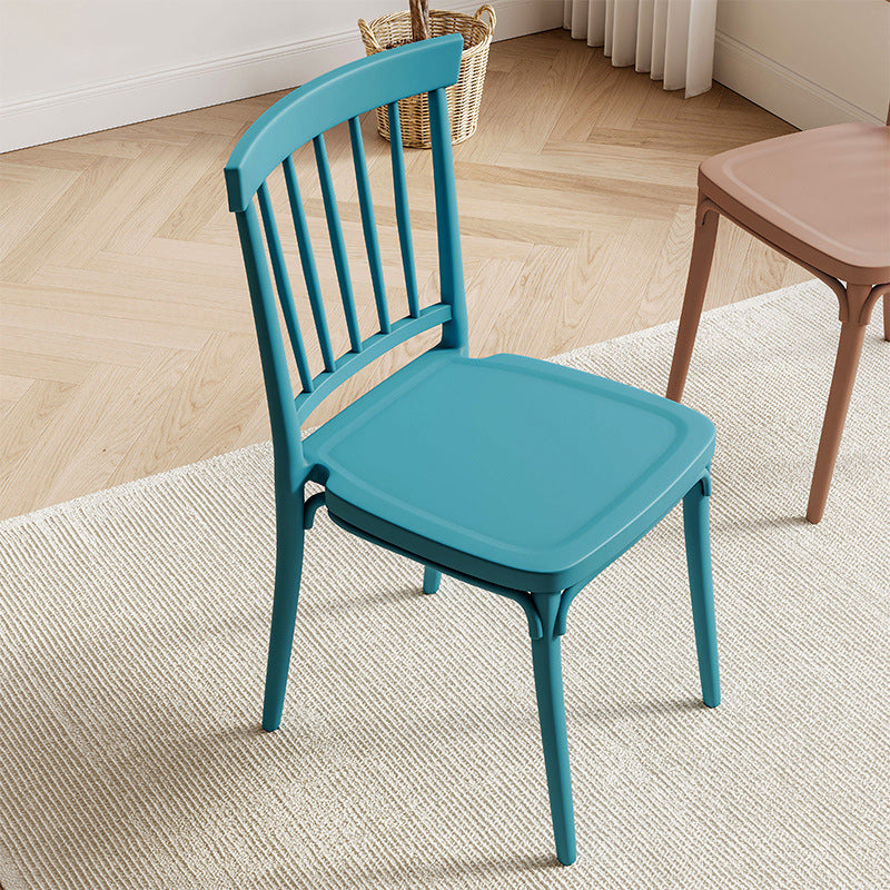 Modern Mid-Century Plastic Square Dining Chair Spindle Back For Dining Room