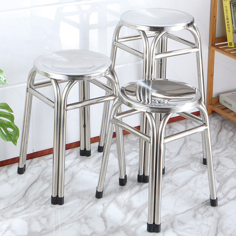 Modern Minimalist Stainless Steel Stackable Round Dining Chair Backless For Dining Room