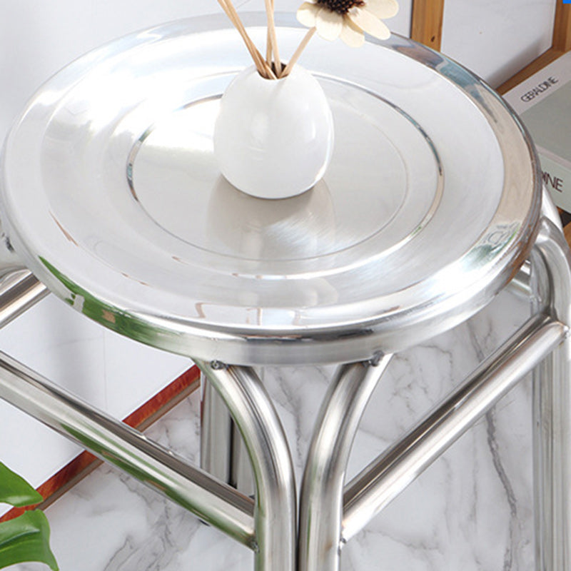 Modern Minimalist Stainless Steel Stackable Round Dining Chair Backless For Dining Room