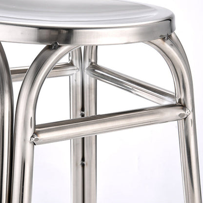 Modern Minimalist Stainless Steel Stackable Round Dining Chair Backless For Dining Room
