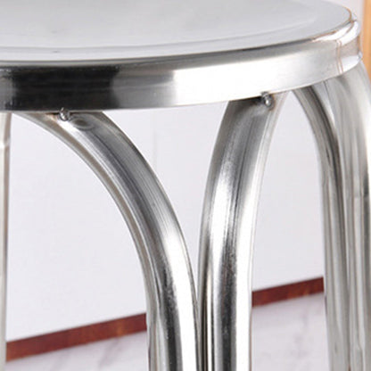 Modern Minimalist Stainless Steel Stackable Round Dining Chair Backless For Dining Room