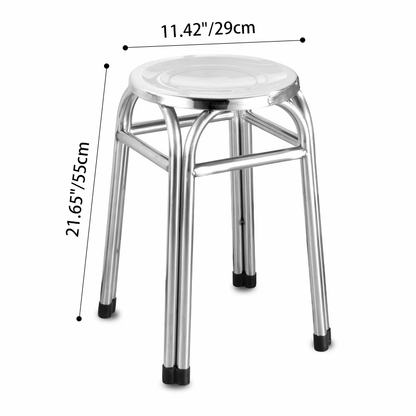 Modern Minimalist Stainless Steel Stackable Round Dining Chair Backless For Dining Room